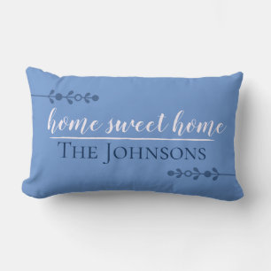 Coussin Rectangle Personnalisable Maison Sweet Home Bleu Lumbar Cous