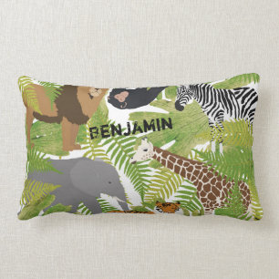 Coussin Rectangle Personnalisé Cute Jungle Animaux Safari Garçon F