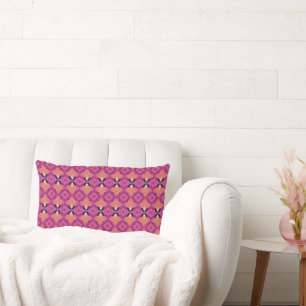 Coussin Rectangle Personnalisé Eclectique violet et Motif rose