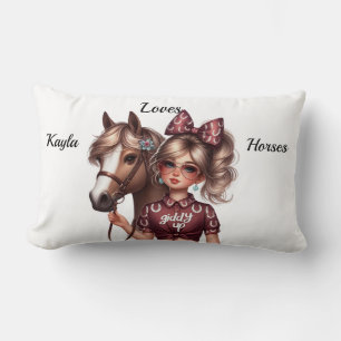 Coussin Rectangle Personnalisé J'aime les chevaux