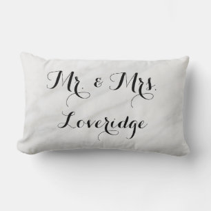 Coussin Rectangle Personnalisé M. & Mme White Grey Gris Marbre
