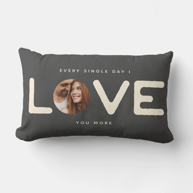 Coussin Rectangle Personnalisé Moderne Photo LOVE Valentines Couple  (Recto)