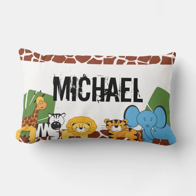 Coussin Rectangle Personnalisé, Safari, Animaux De La Jungle, (Recto)