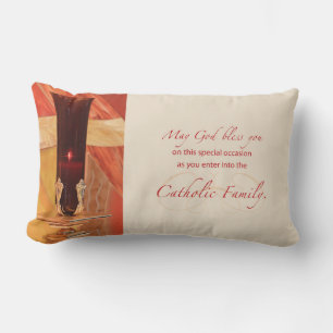 Coussin Rectangle Personnaliser, Félicitations RCIA, catholique, rou