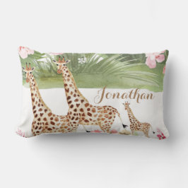 Coussin Rectangle Personnaliser l'aquarelle girafe vert pépinière