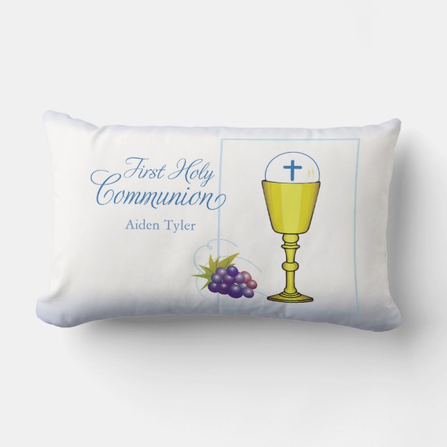 Coussin Rectangle Personnaliser Nom Garçon Première Communion Chalic (Recto)