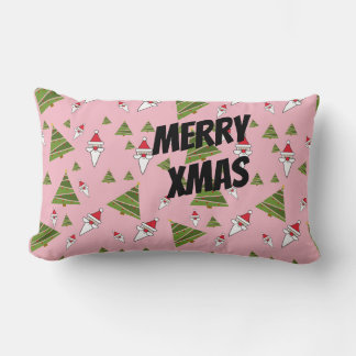 Coussin Rectangle Personnaliser Père Noël et sapin de Noël