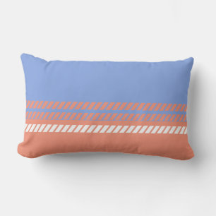 Coussin Rectangle Pervenche Classique et Corail avec Rayures