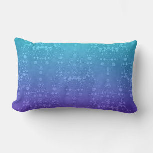 Coussin Rectangle Pervenche Vibrant à Motif Damassé Fantaisie Aqua