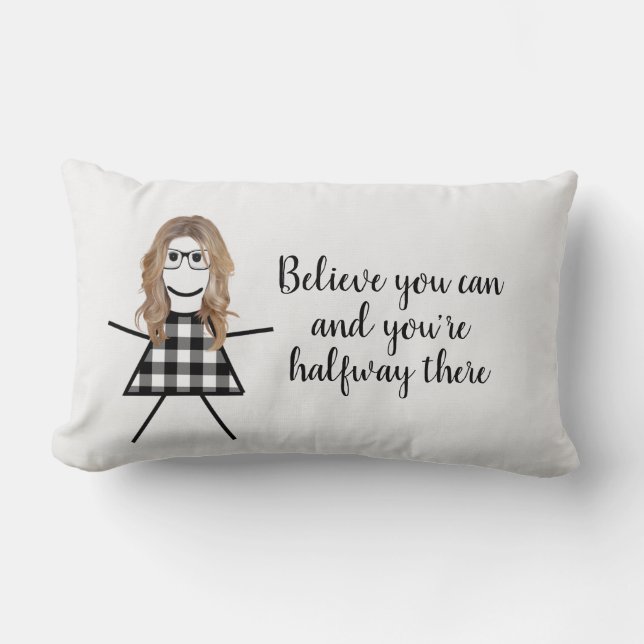 Coussin Rectangle Petite chatte fille avec cheveux et citation (Recto)