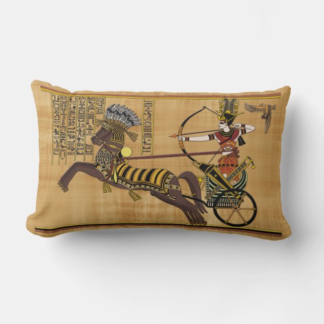 Coussin Rectangle Pharaon égyptien Ramesses II & Chariot à Kadesh (Recto)