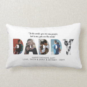 Coussin Rectangle Photo DADDY moderne Collage Papa Happy Fête des pè