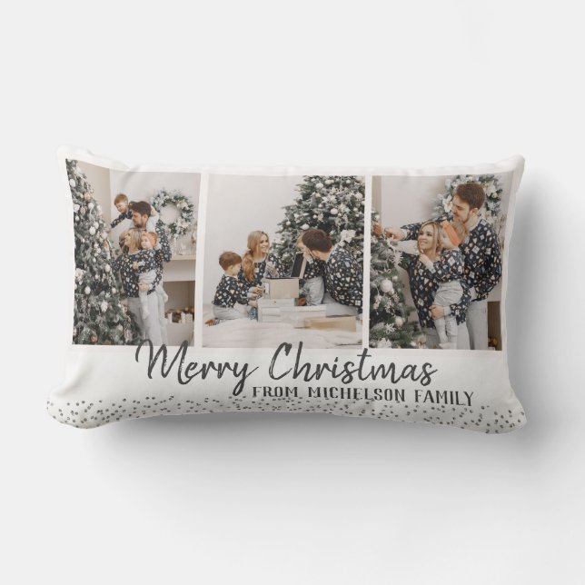 Coussin Rectangle Photo de famille Joyeux Noël (Recto)