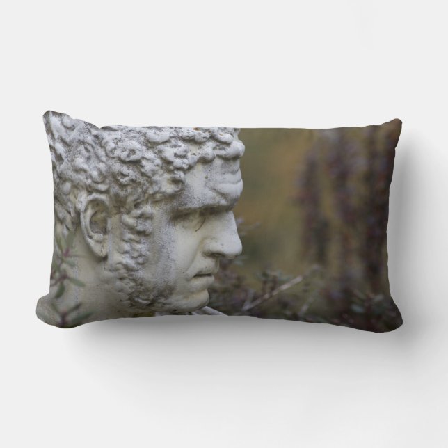 Coussin Rectangle Photo de statue de jardin d'homme (Recto)