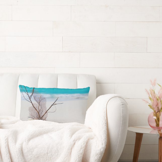 Coussin Rectangle Photographie de Coquillages sur une plage de sable (Canapé)