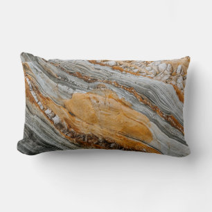Coussin Rectangle Photographie de gros plan de pierres grises et ora