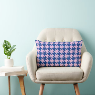 Coussin Rectangle Pied de fond rose+Motif bleu