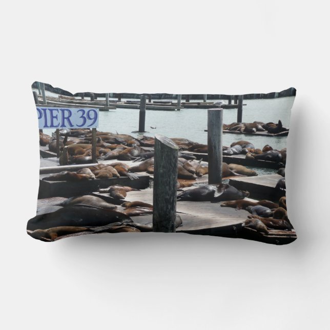Coussin Rectangle Pier 39 Sea Lions (Recto)
