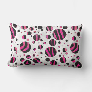 Coussin Rectangle Piloka Dot Zebra noir et rose chaud