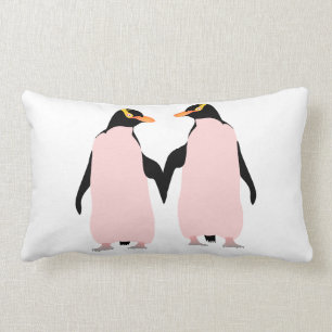Coussin Rectangle Pingouins lesbiennes gay pride tenant les mains