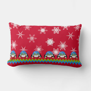 Coussin Rectangle Pingouins, Snowflakes et Snowglobes   Noël