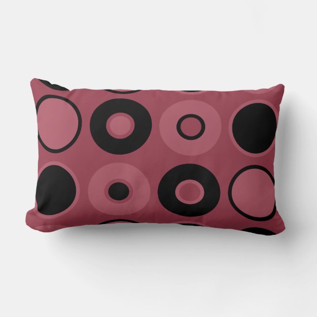 Coussin Rectangle Pink and Black Circles (Recto)