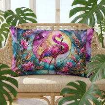 Pink Flamingo Stained Glass Mosaic