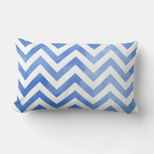 Coussin Rectangle PixDezines aquarelle numérique chevron/bleu