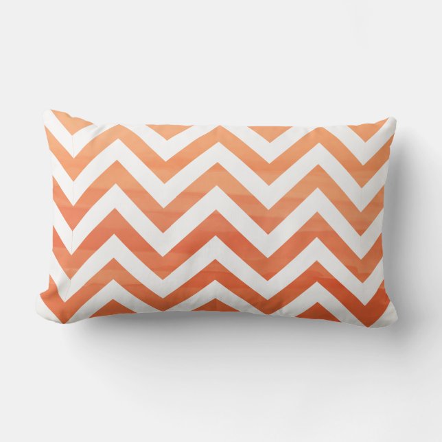 Coussin Rectangle PixDezines aquarelle numérique chevron/orange (Recto)