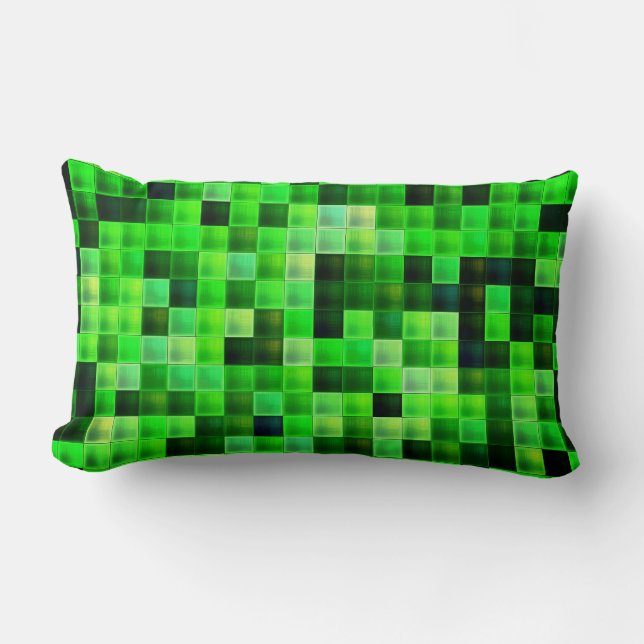 Coussin Rectangle Pixels de jeu vidéo Motif Carré vert (Recto)
