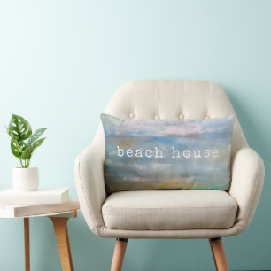Coussin Rectangle Plage Abstraite Océan Atlantique Nuages Peinture