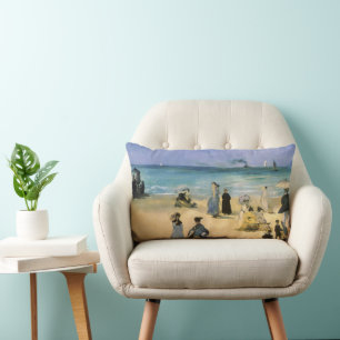 Coussin Rectangle Plage de Boulogne par Edouard Manet, Art ancien