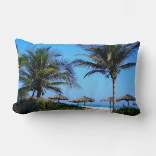 Coussin Rectangle Plage de sable avec palmiers et vue sur l'océan