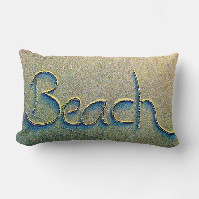 Coussin Rectangle Plage d'écriture de sable (Recto)