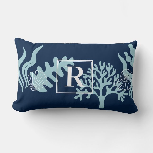 Coussin Rectangle Plage Maison Monogramme Eau de Jeu (Recto)