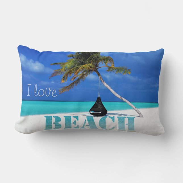 Coussin Rectangle Plage tropicale adorable, Sable, Palm (Recto)