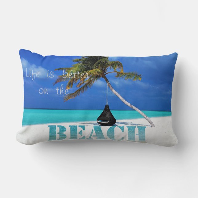 Coussin Rectangle Plage tropicale,Sable ,Palmier (Recto)