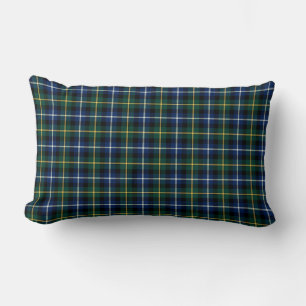 Coussin Rectangle Plaid bleu-foncé et vert d'écossais de clan de