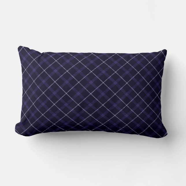 Coussin Rectangle Plaid Bleu / Tartan (Recto)