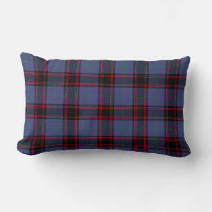 Coussin Rectangle Plaid de bleu royal et de noir de tartan de