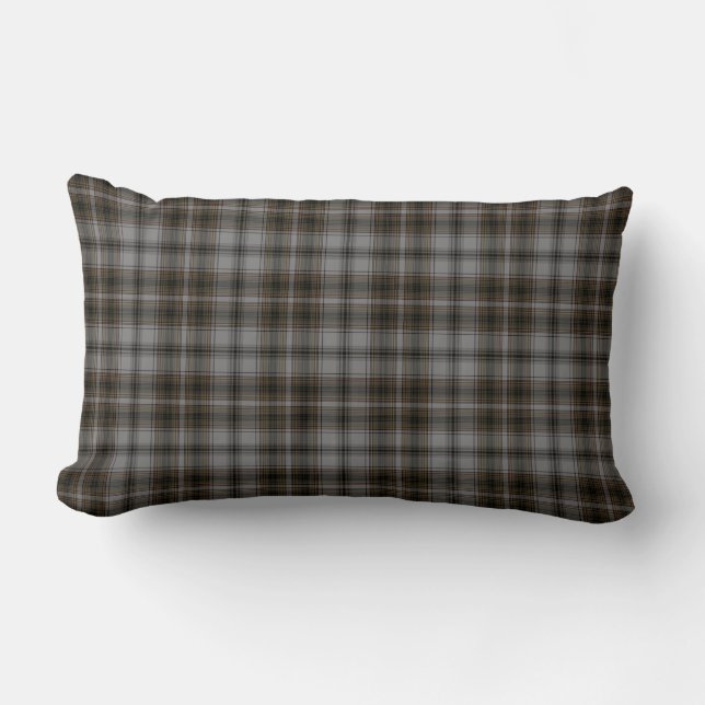 Coussin Rectangle Plaid de tartan noir de brun de gris (Recto)
