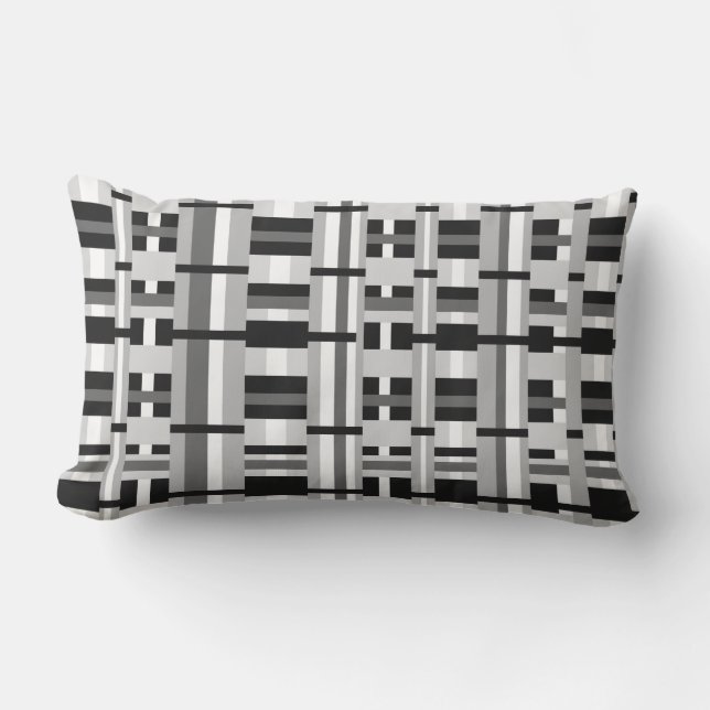 Coussin Rectangle Plaid en noir blanc et gris (Recto)