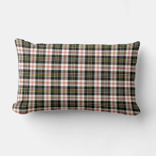 Coussin Rectangle Plaid formel de clan noir et blanc de MacPherson