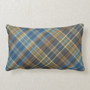 Coussin Rectangle Plaid orange bleu