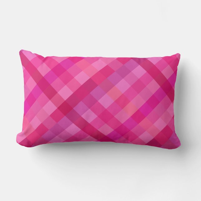 Coussin Rectangle Plaid rose et lavande (Recto)