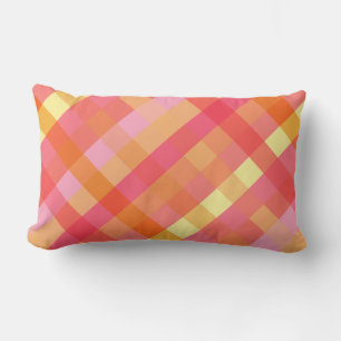 Coussin Rectangle Plaid rose et orange