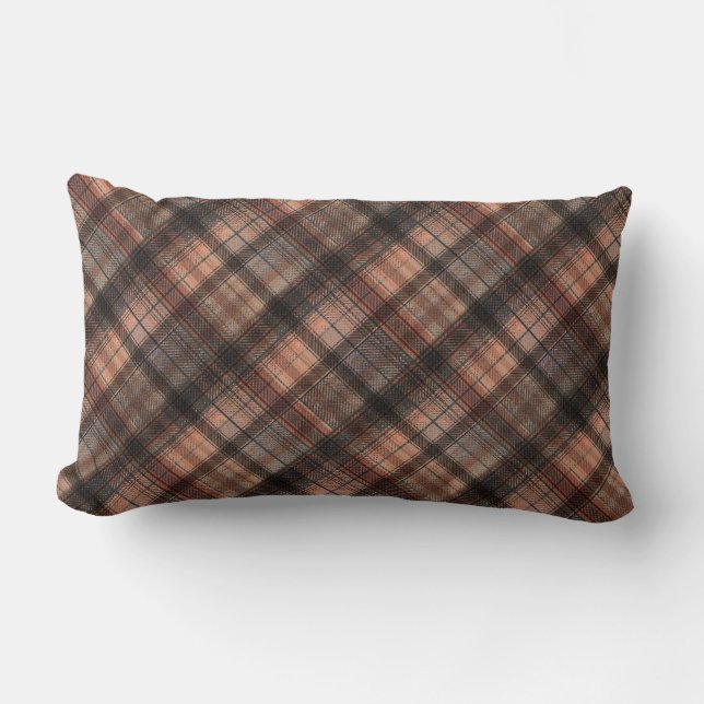 Coussin Rectangle Plaid Scottish coral noir classique (Recto)