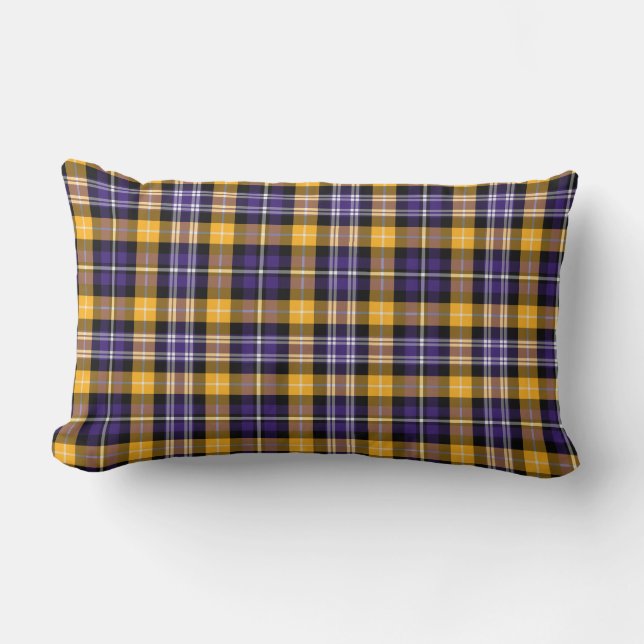 Coussin Rectangle Plaid sportif violet et jaune or (Recto)
