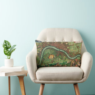 Coussin Rectangle Plan antique des rues de Londres par Johannes de R