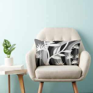 Coussin Rectangle Plante botanique noir et blanc